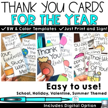 Preview of End of Year Thank You Cards From Teacher to Student Appreciation Notes