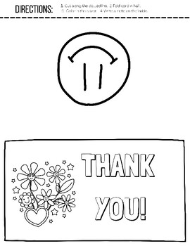 Preview of Thank You Cards Printable PDF 17 Foldable Coloring Notes All Ages