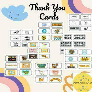 Preview of Thank You Cards Teacher, Student, Small Business Color & B/W