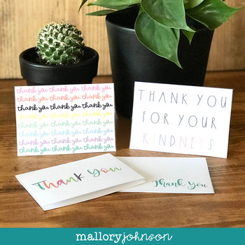 Thank You Cards - bright colors by Mallory Johnson | TPT