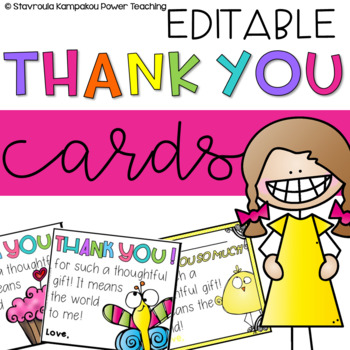 Preview of Editable Thank You Cards Communication and Mindfulness