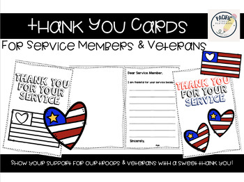 Preview of Thank You Cards for Service Members & Veterans || Memorial Day & Veteran's Day