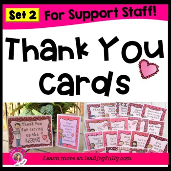 Preview of Thank You Cards for Support Staff (Heart Theme) Set 2