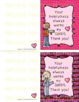 Thank You Cards for Support Staff (Heart Theme) Set 2 | TPT