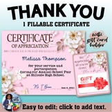 Thank You Certificate with Gift Card Holder