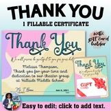 Thank You Certificate with Gift Card Holder