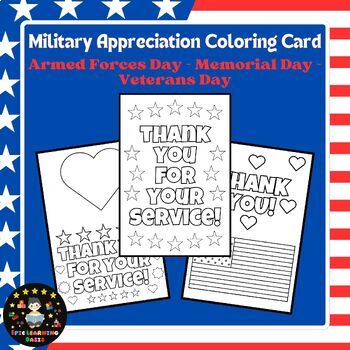 Thank You Coloring Cards | Armed Forces Day, Memorial Day, Veterans Day ...