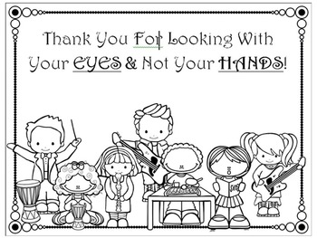 Preview of Thank You For Looking W/ Eyes & Not Hands - Management Signs for Music Classroom