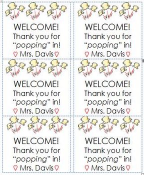 Preview of Thank You For Popping In! (Labels)