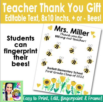 Preview of Thank You Gift for Student Teacher or Retirement Editable Sign or Book Cover