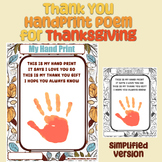 Thank You Handprint Poem for Thanksgiving - 4 PDF Pages