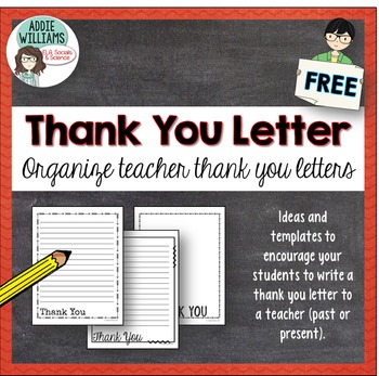 Preview of Thank You Letter Template for School Staff