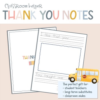 Preview of NO PREP - Thank You Letter Template for Student Teacher or Long-term Substitute