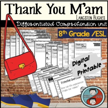Preview of Thank You, M'am Reading Comprehension Printable & Digital