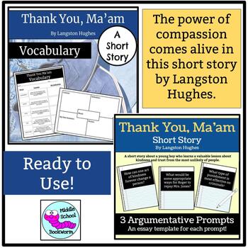 Preview of Thank You Ma'am Short Story:  Vocabulary and Argumentative Prompts