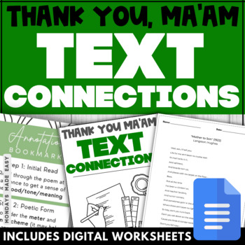 Preview of Thank You, Ma’am by Langston Hughes - Poetry Analysis - Text-to-Text Connections