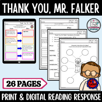 Preview of Thank You, Mr Falker Reading Comprehension Worksheets and Digital Activities