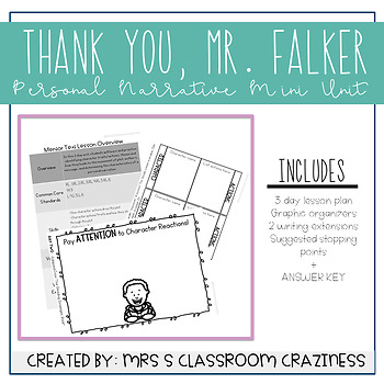 Preview of Thank You, Mr. Falker Unit of Study-Personal Narrative-Mentor Text