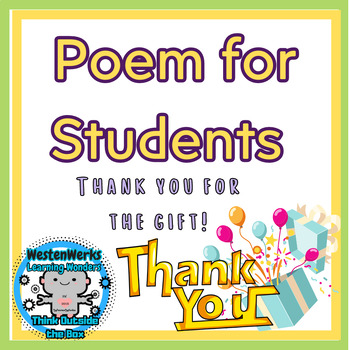 Preview of Poem for Students From Teacher - FREE Thank You Note for gifts