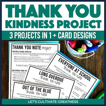 Preview of Thank You Note Card Acts of Kindness Project or Middle or High School