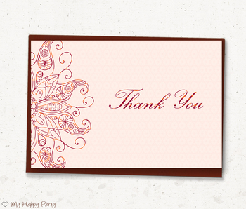Thank You Note Card, Elegant Note Cards, 4X6 inches. Printable