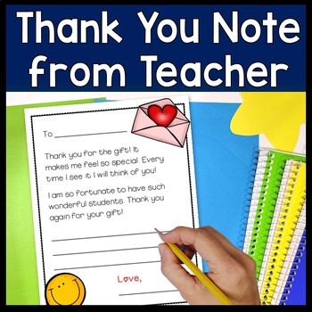 Thank You Note For Students From Teacher Thank You Card From Teacher To Student