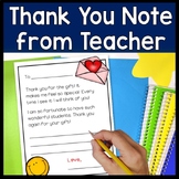 Thank You Note for Students from Teacher: Thank You Card F