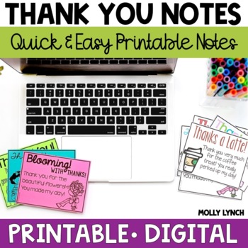 Preview of Thank You Notes for Students & Families Print and Go Thank You Notes