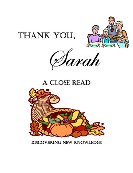Preview of Literacy - Thank You, Sarah - A Close Reading Lesson