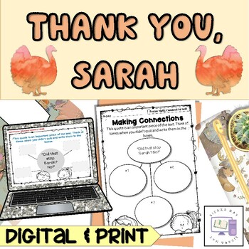 Preview of Thank You, Sarah | Book Study | Comprehension | Digital & Print