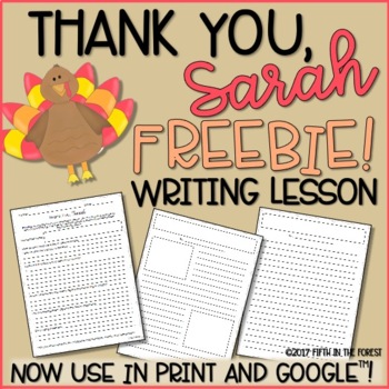 Preview of Thank You Sarah Writing FREEBIE for Upper Elementary