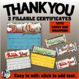 Thank You Certificates with Candy Bar Wrappers