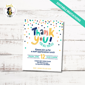 Preview of Thank You Staff Lunch Flyer or Invitation Template  | Appreciation Lunch