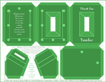 Preview of Thank You Teacher Fabric Font Green Table Frame For 2x3" Photo Printable