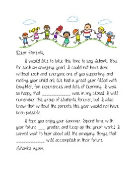 Preview of Thank You to Parents! End of the Year Letter