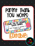 Thank You to Parents for Supplies - Editable