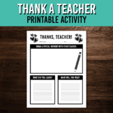 Thank a Teacher Printable Gratitude Activity | End of the 