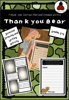 Preview of Thank you Bear Directed Drawing and Writing Task, Memorial Day, Anzac Day