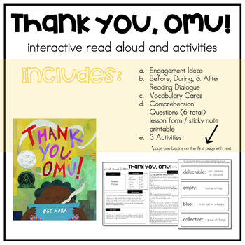 Preview of Thank you, Omu! by Oge Mora | Interactive Read Aloud & Activities