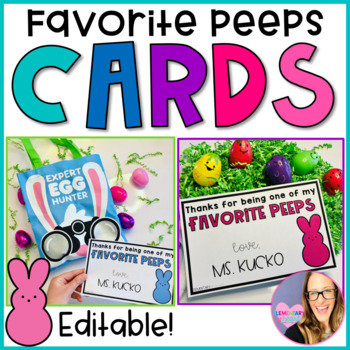 Preview of Editable Easter Cards - Favorite Peeps