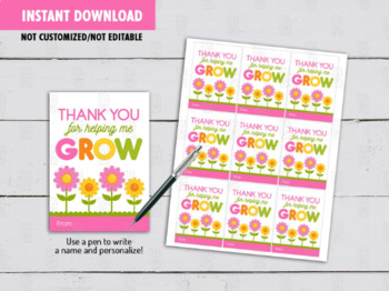 Thank You For Helping Me Grow Teacher Gift Flowers Card Ideas