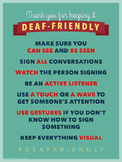Thank you for keeping it Deaf Friendly.  an ASL classroom poster.
