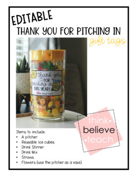 Preview of Thank you for pitching in gift tag