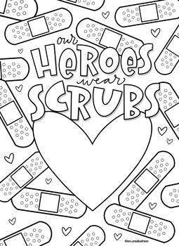 Printable Coloring Pages, Thank You Health Heroes, Love Our Health  Warriors, Digital Downloads 