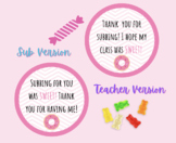 Thank you note - For Subs and Teachers (Sweet)