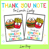 Thank you note for Lunch Lady | Cafeteria Worker | End of 