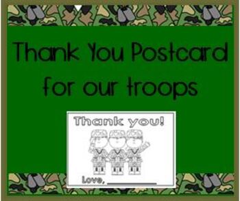 Preview of Thank you postcard for our troops - servicemen and women - editable card
