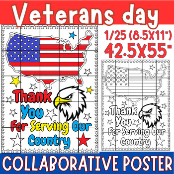 Preview of Thank you : veterans day Bulletin Board Collaborative poster Art Coloring Pages