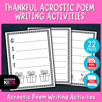 Preview of Thankful Acrostic Poem Writing Activities