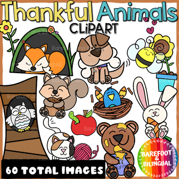 Preview of Thankful Animals - Thanksgiving Clipart